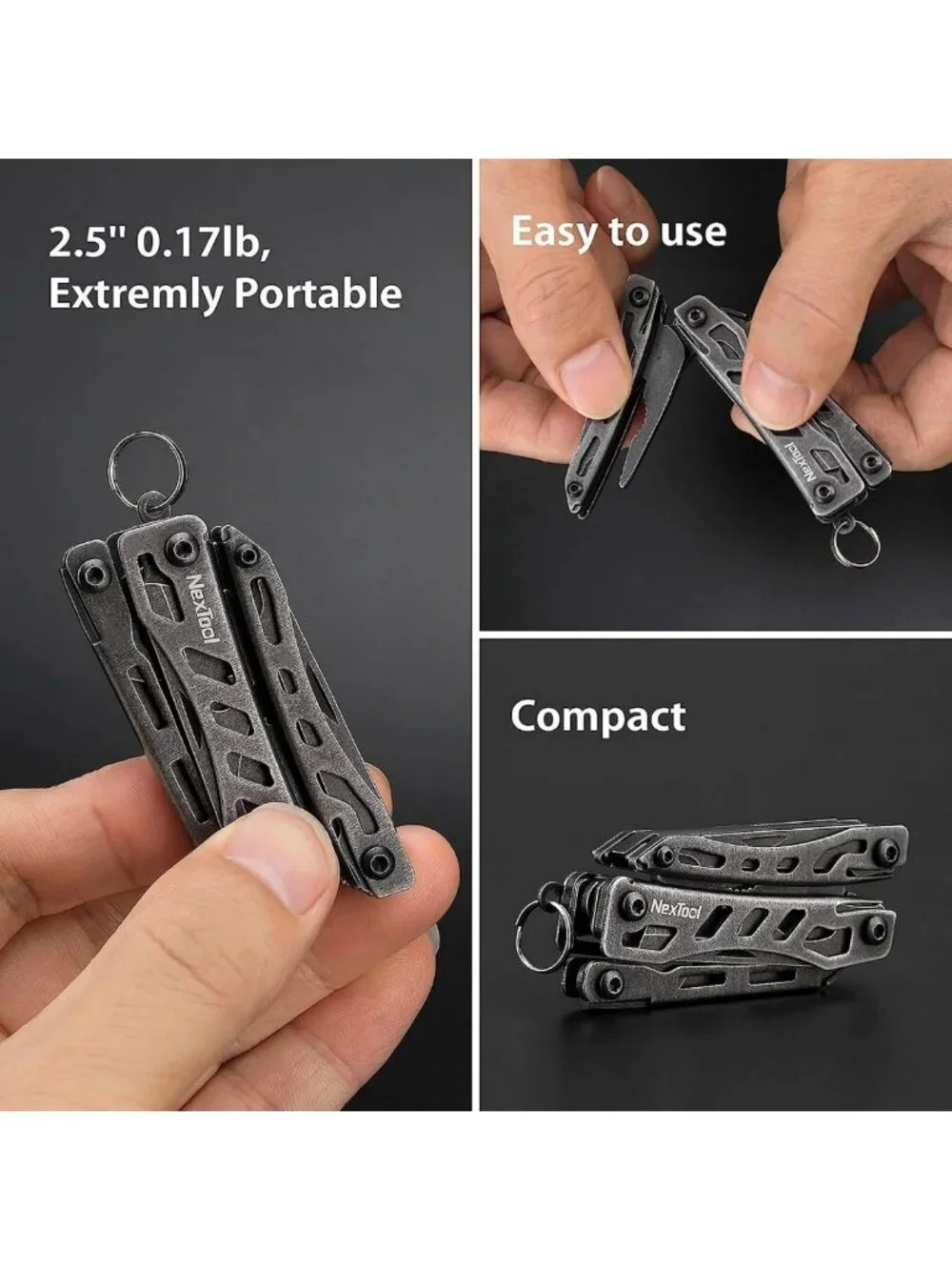 Compact EDC Keychain Multitool & Mini Pocket Knife - Versatile Dark Tool for